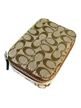 Rare Vintage Coach Signature Canvas Triple Pill Case Travel Box w/ Orig Bottles